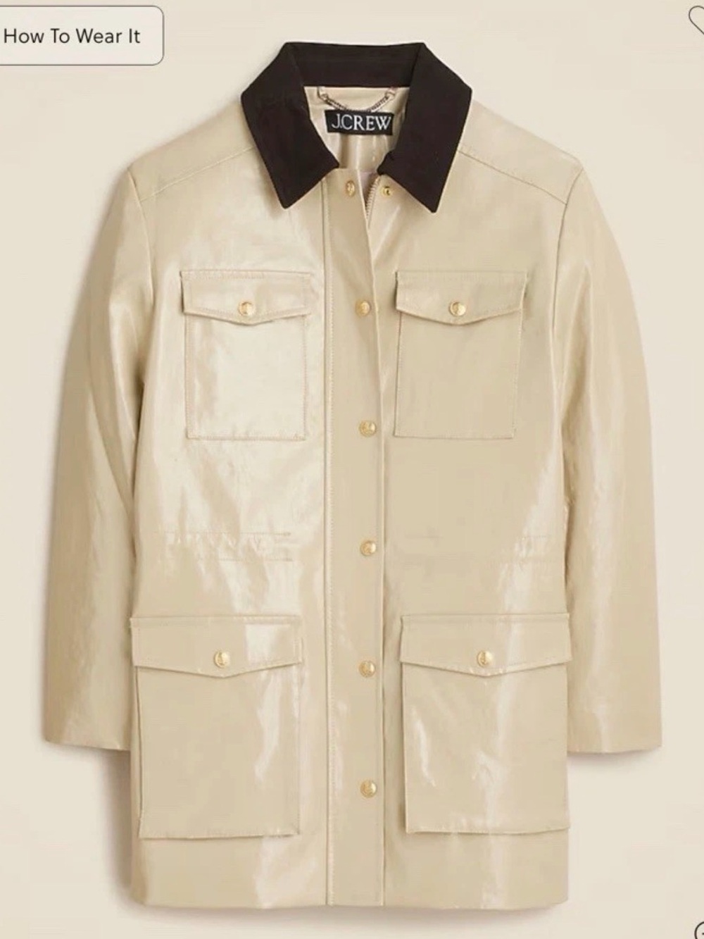 J. Crew Cream Trench Coat with Black Contrast Collar